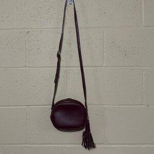 FOREVER‎ 21 crossbody purse bag with tassel. Burgundy / maroon color